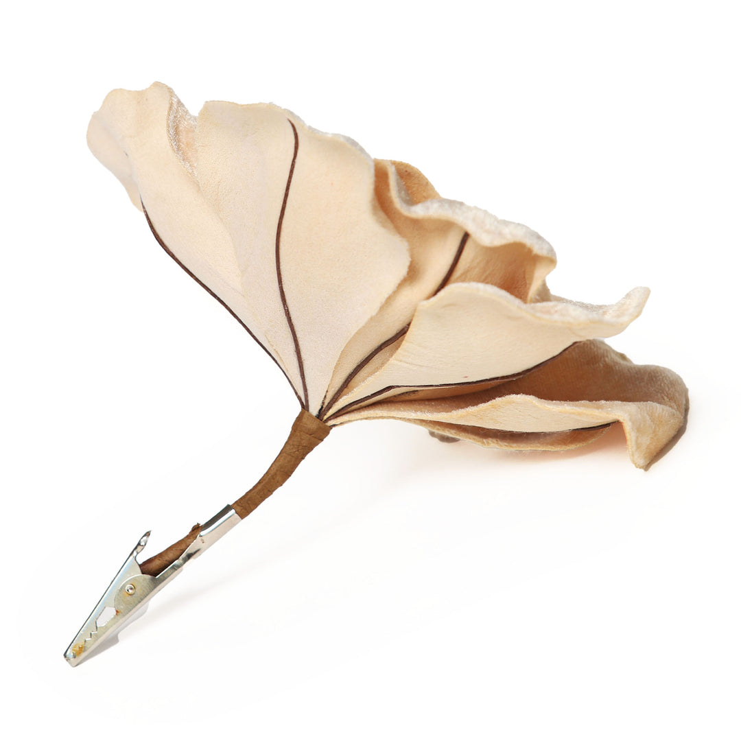 Champagne Velour Magnolia Flower Clip 
