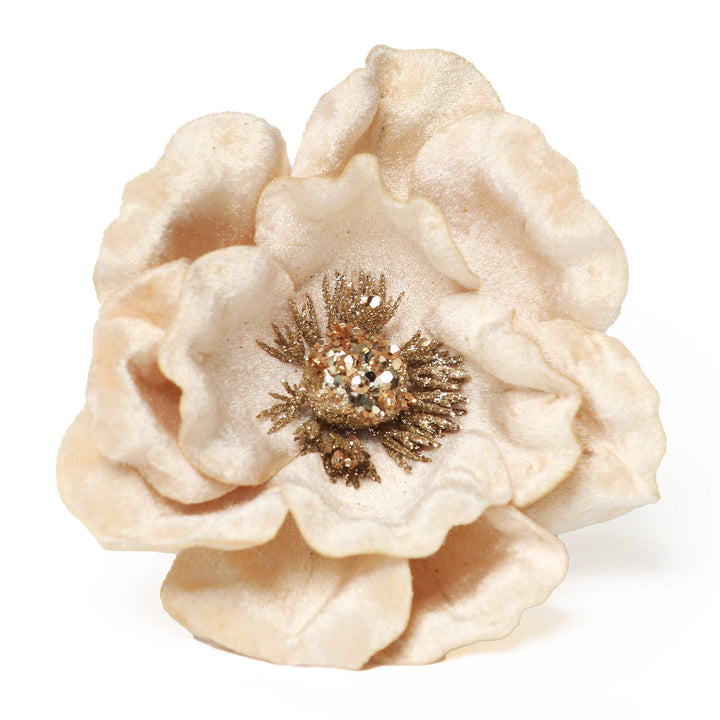 Champagne Velour Magnolia Flower Clip 