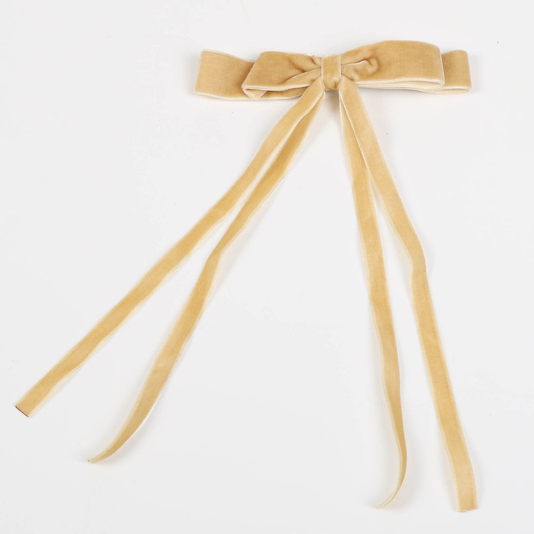 Champagne Velvet Bow 15cm (W)- Set of 2