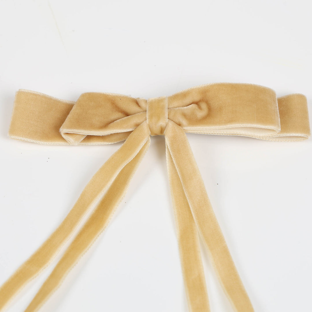 Champagne Velvet Bow 15cm (W)- Set of 2