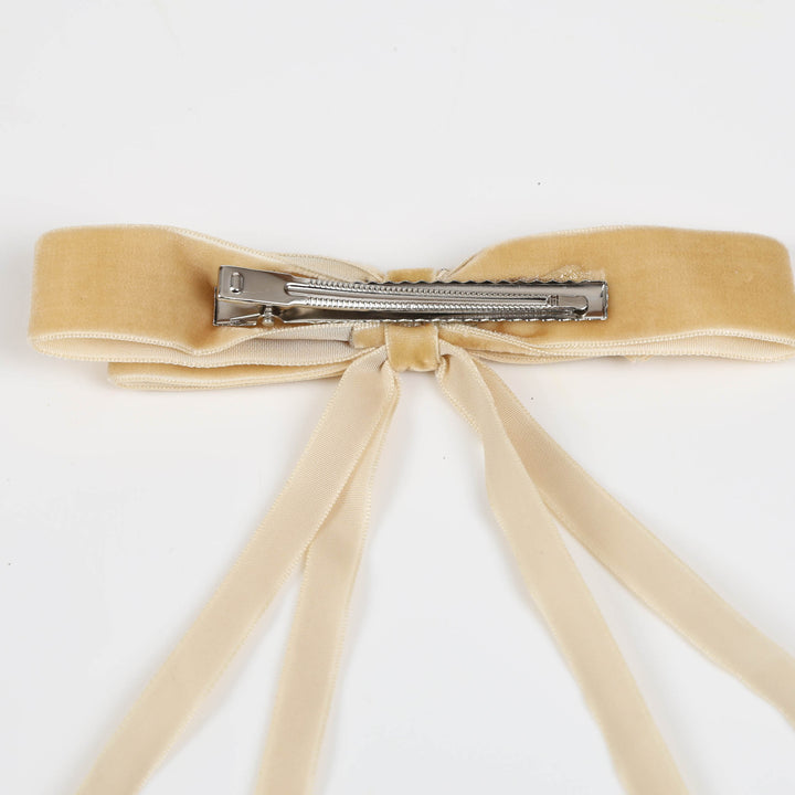 Champagne Velvet Bow 15cm (W)- Set of 2