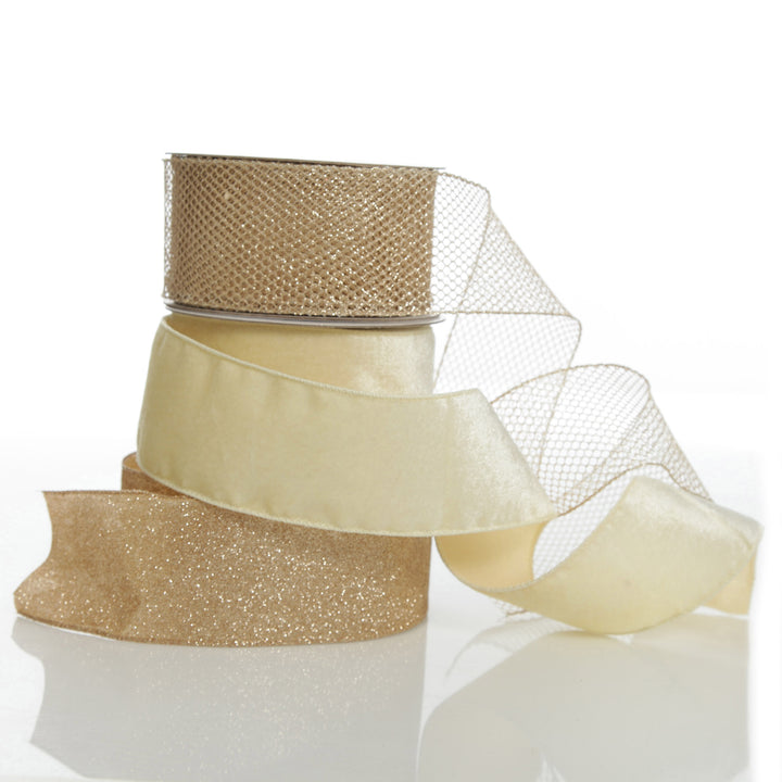 Champagne Christmas RIbbon - 6.5cm