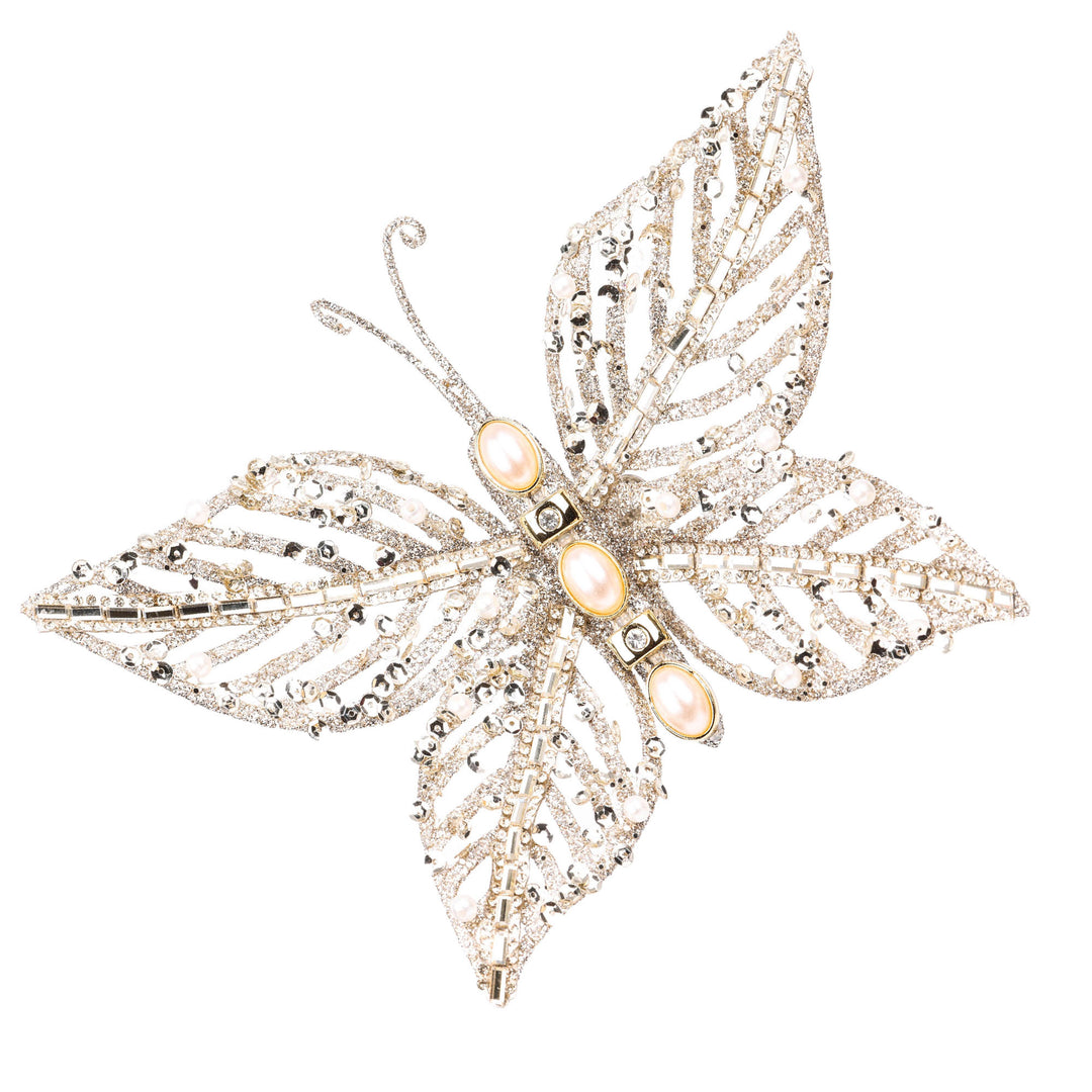 Champagne Butterfly Clip with Pearl Centre - 19cm(W)