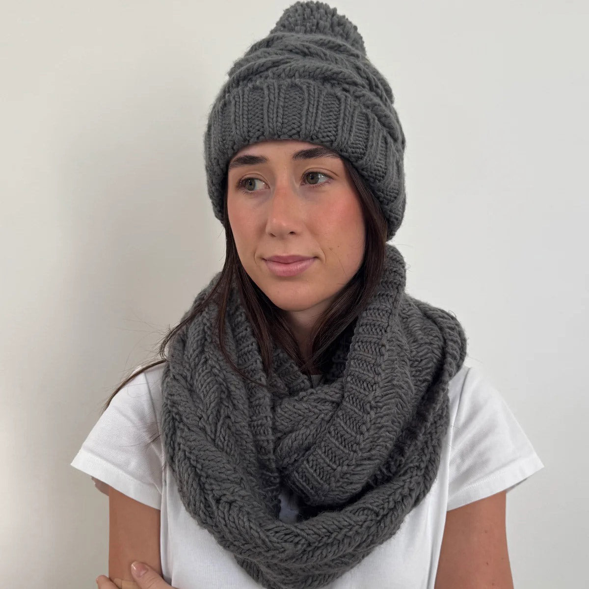 Charcoal Chunky Knit Beanie