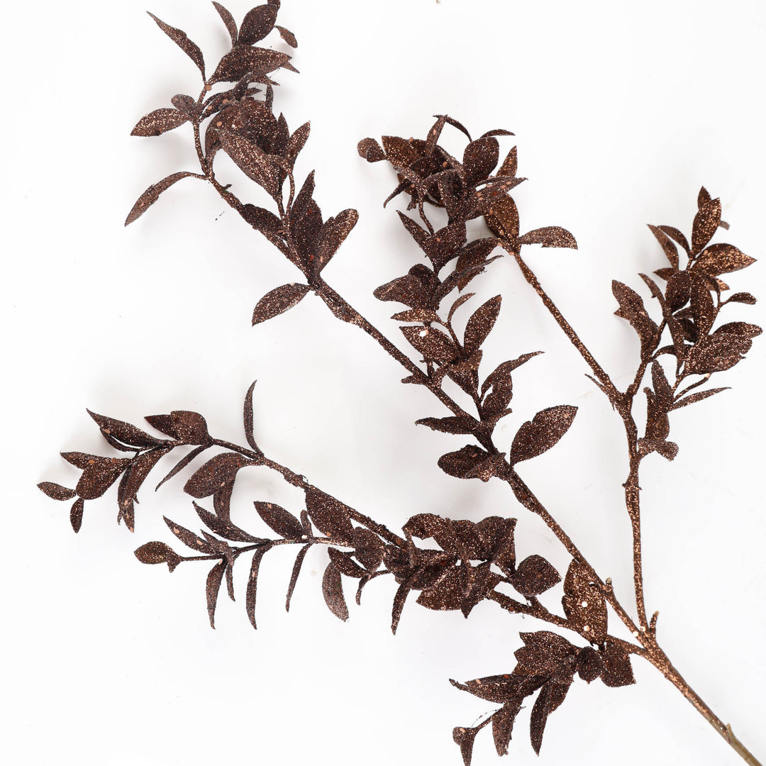 Chocolate Glitter Leaf Pick - 60cm