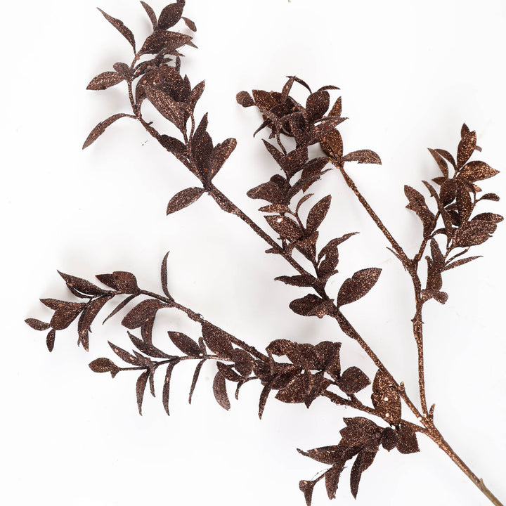 Chocolate Glitter Leaf Pick - 60cm