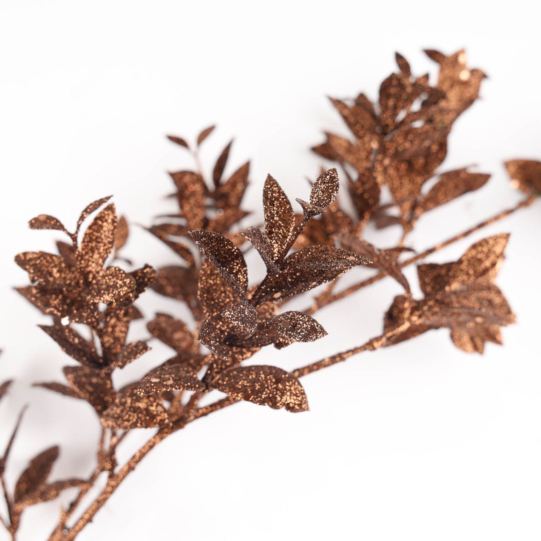 Chocolate Glitter Leaf Pick - 60cm