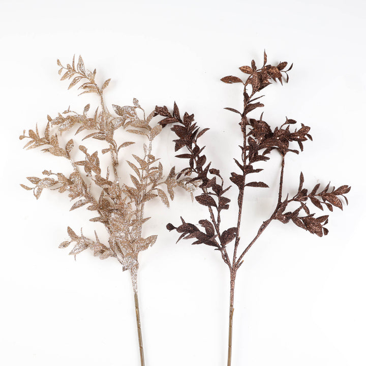 Chocolate Glitter Leaf Pick - 60cm