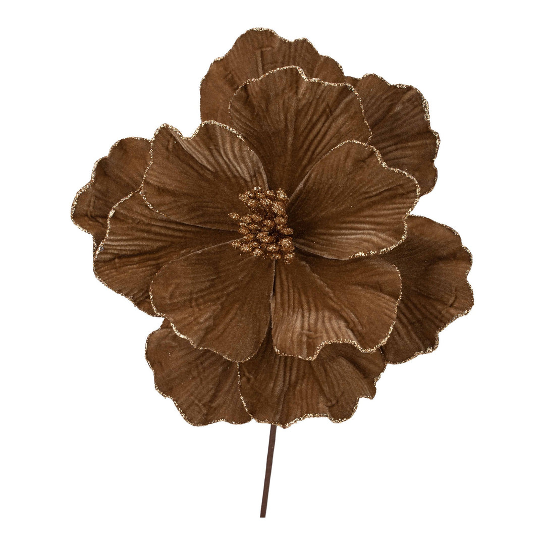 Chocolate Magnolia Flower with Glitter Edge