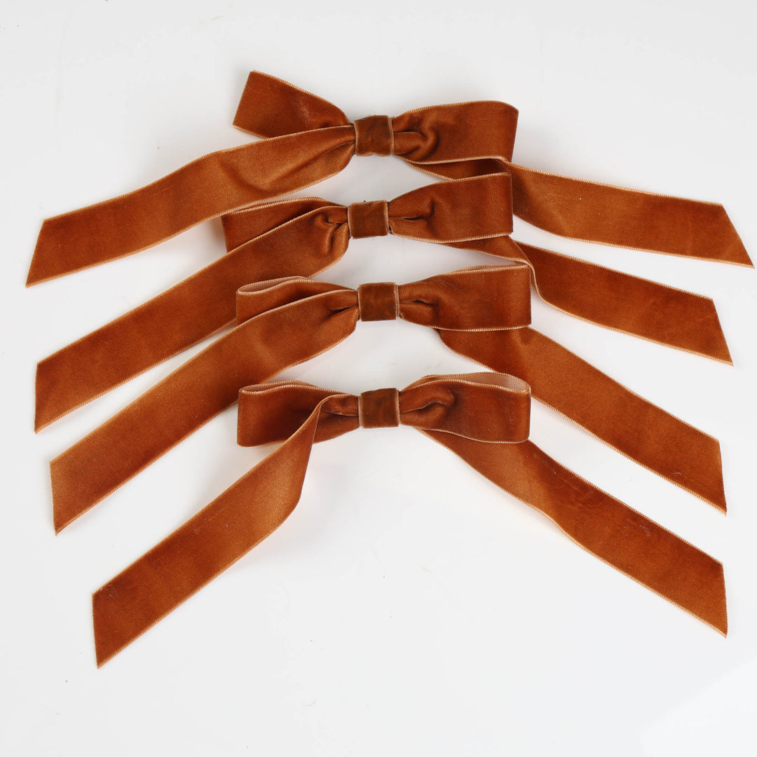 Chocolate Velvet Bow - Pack of 4