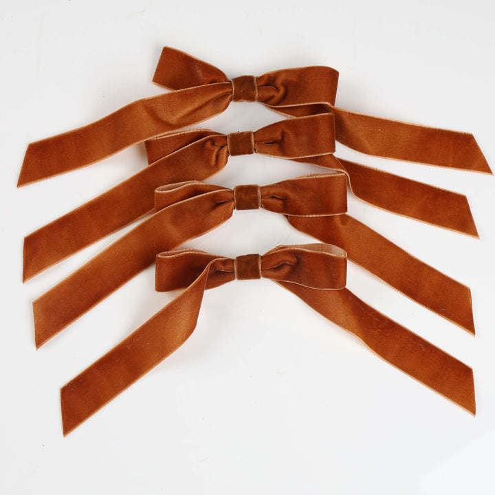 Chocolate Velvet Bow - Pack of 4