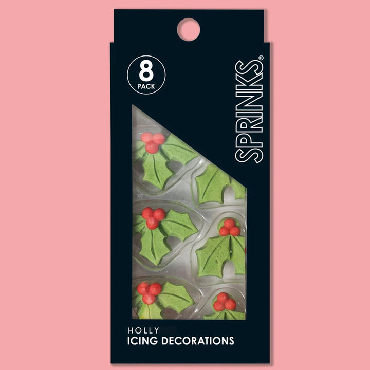 Christmas Collection Holly Icing Decoration - 8 Pcs