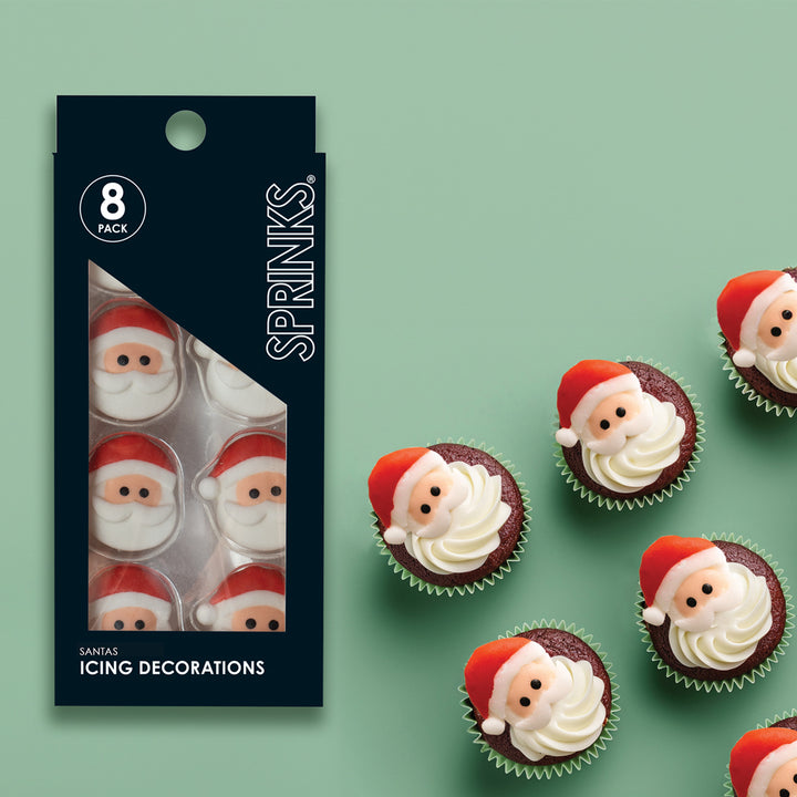 Christmas Collection Santa Icing Decoration - 8 Pcs