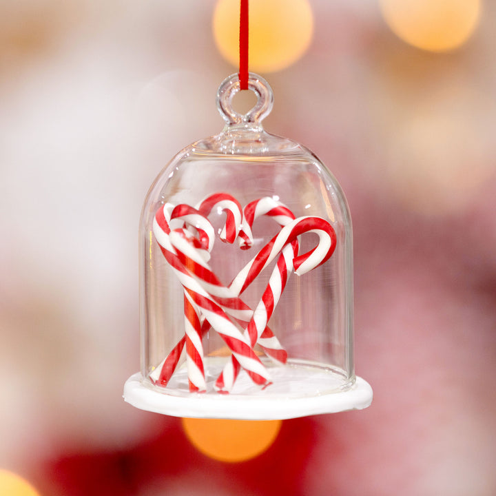 Candy Cane Filled Dome Hanging Christmas Tree Decoration