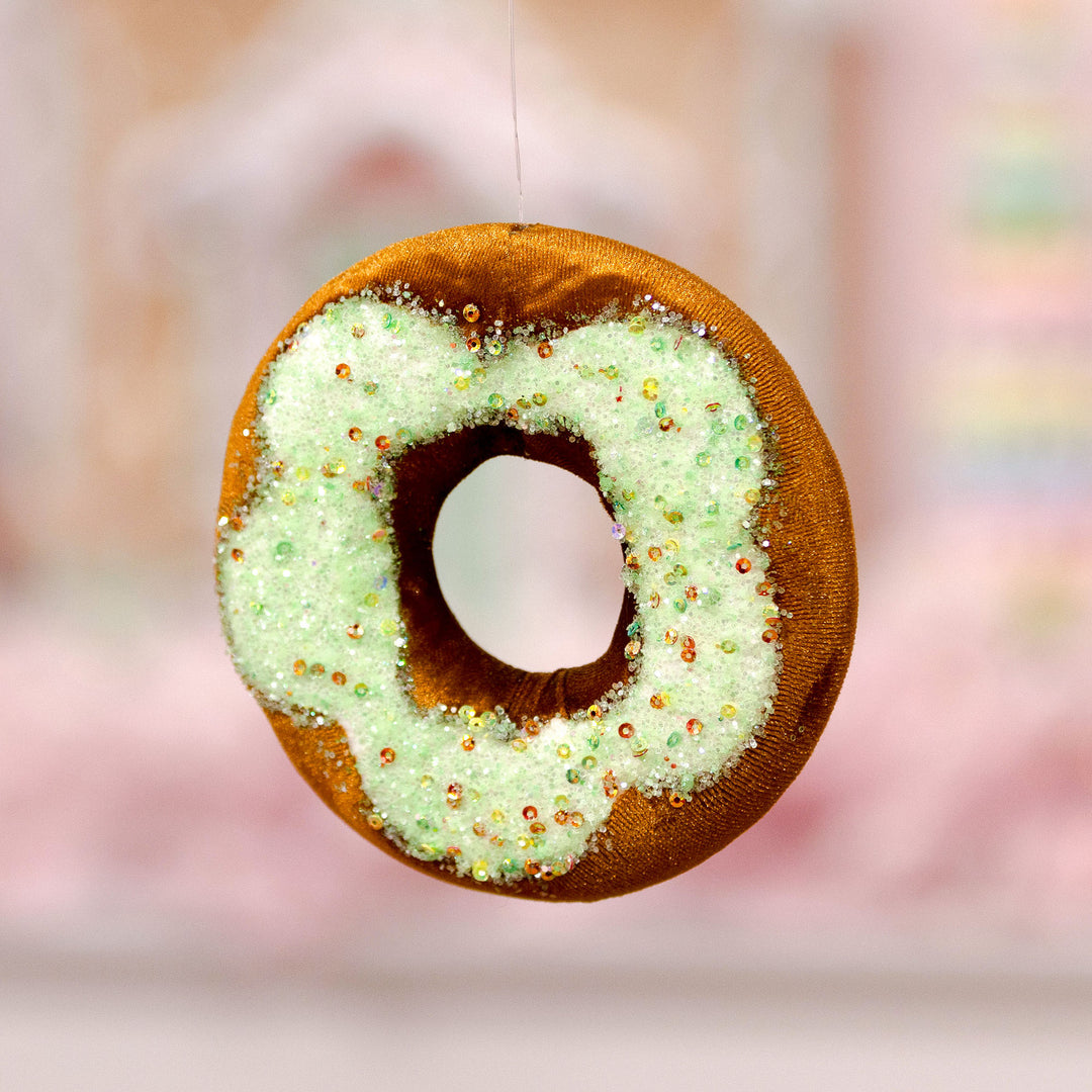 Green Iced Velvet Donut Christmas Tree Decoration