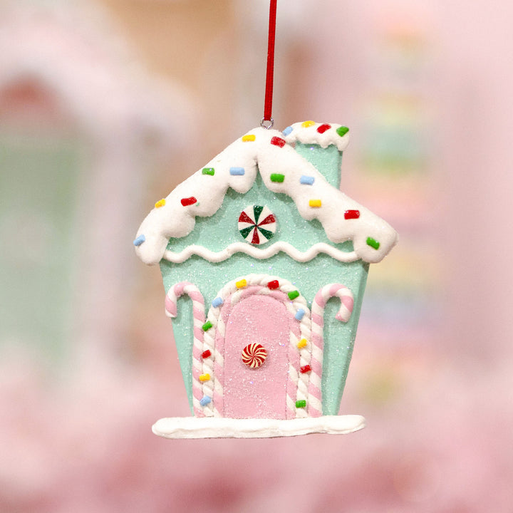 Mint Green Candy Gingerbread House Tree Decoration