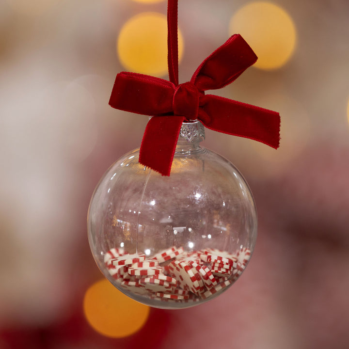 Peppermint Candy Filled Bauble Clear Shatterproof Bauble