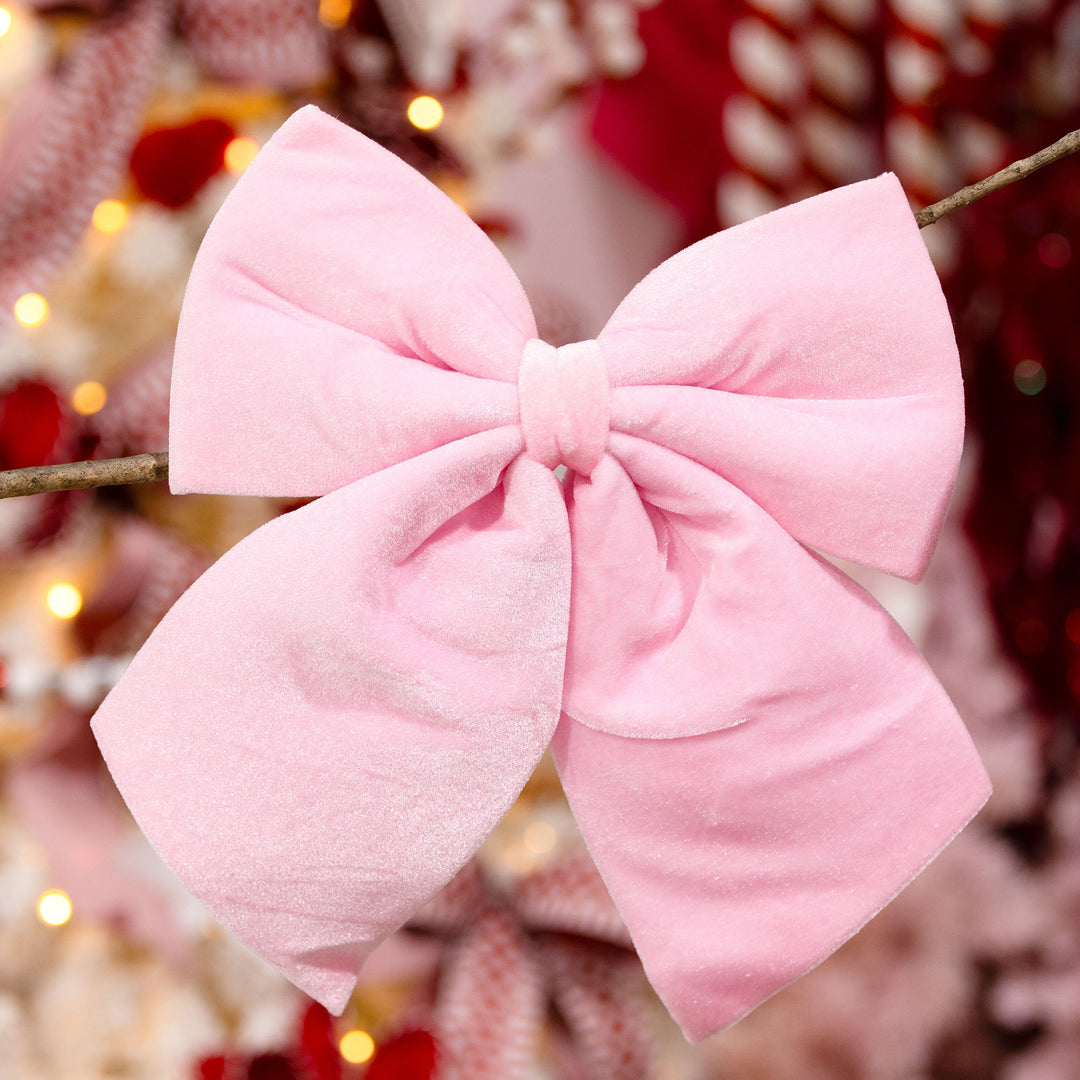 Pastel Pink Padded Velvet Bow