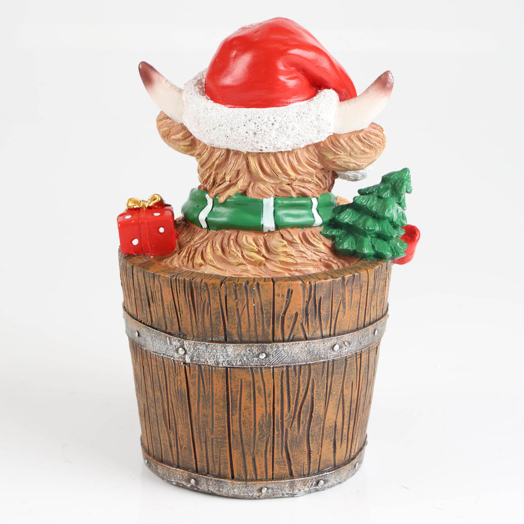 Christmas Highland Cow in Bucket Ornament - 25cm