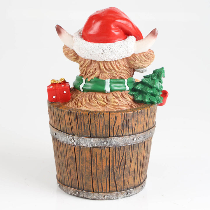 Christmas Highland Cow in Bucket Ornament - 25cm