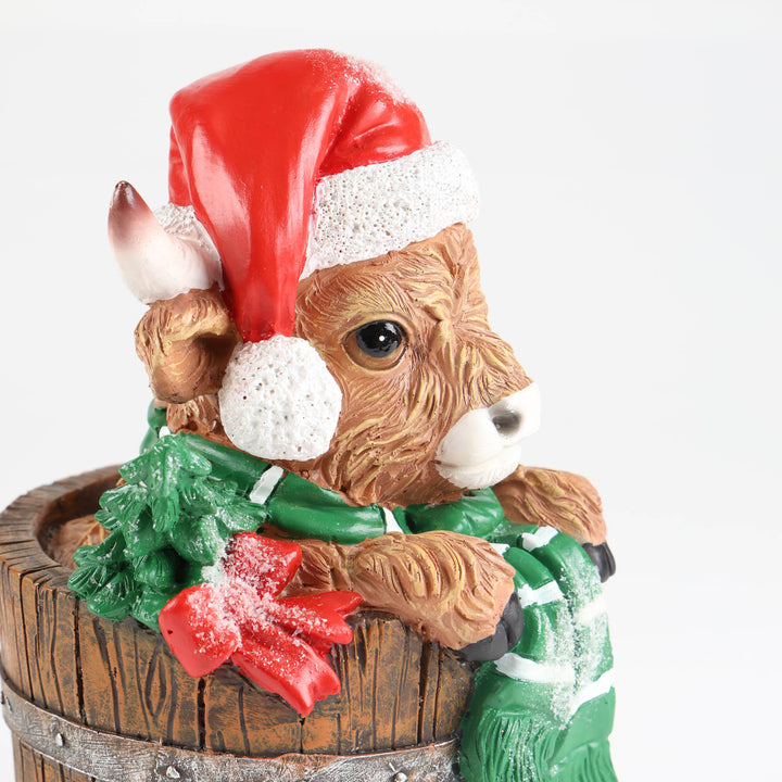 Christmas Highland Cow in Bucket Ornament - 25cm