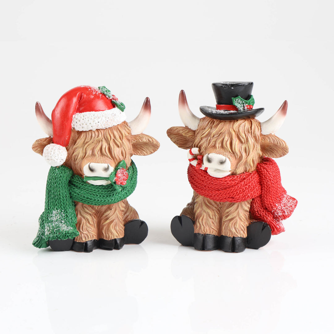 Top Hat Christmas Highland Cow Ornament - 15cm