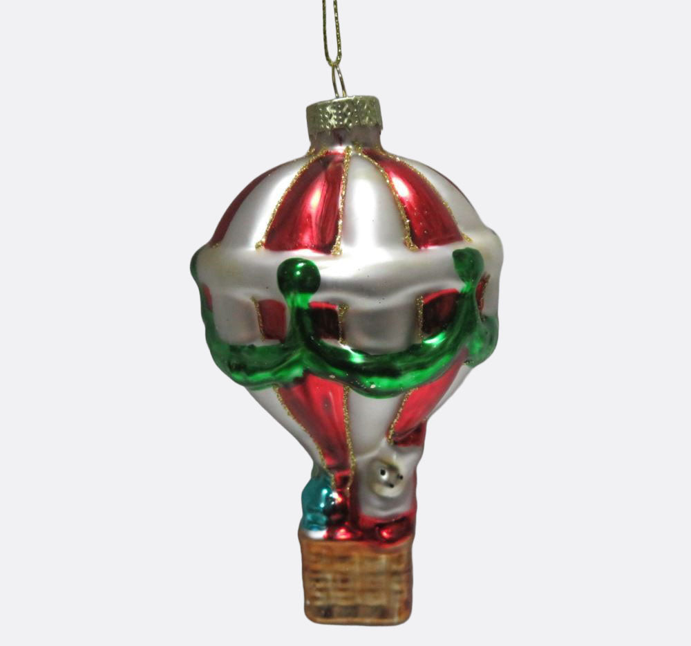 Christmas Hot Air Balloon - Glass Hanging Decoration