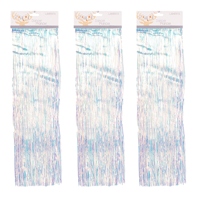 Iridescent Christmas Tinsel Fringe - Set of 3