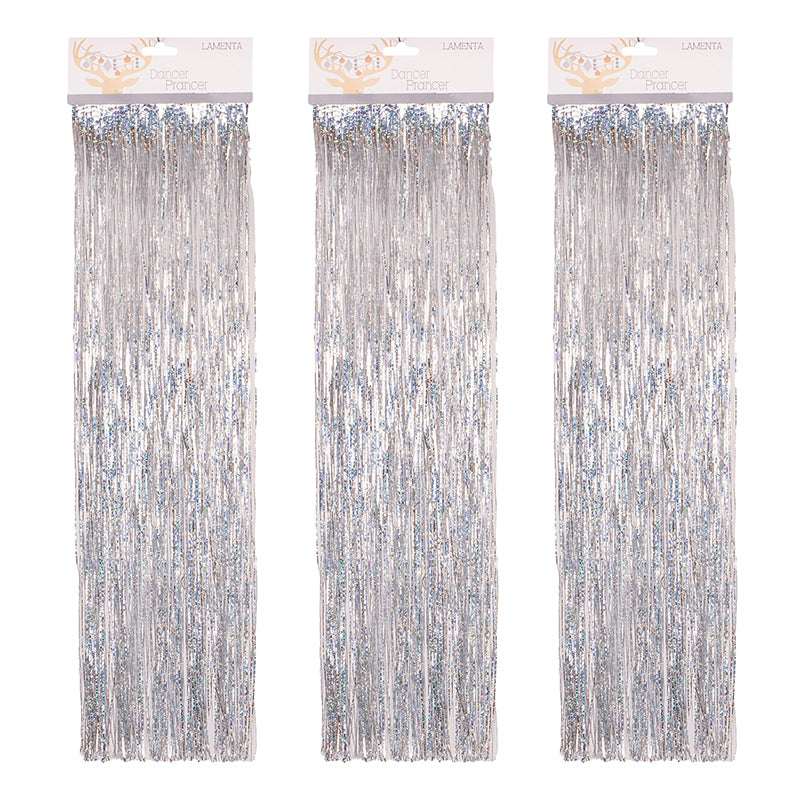 Silver Christmas Tinsel Fringe - Set of 3