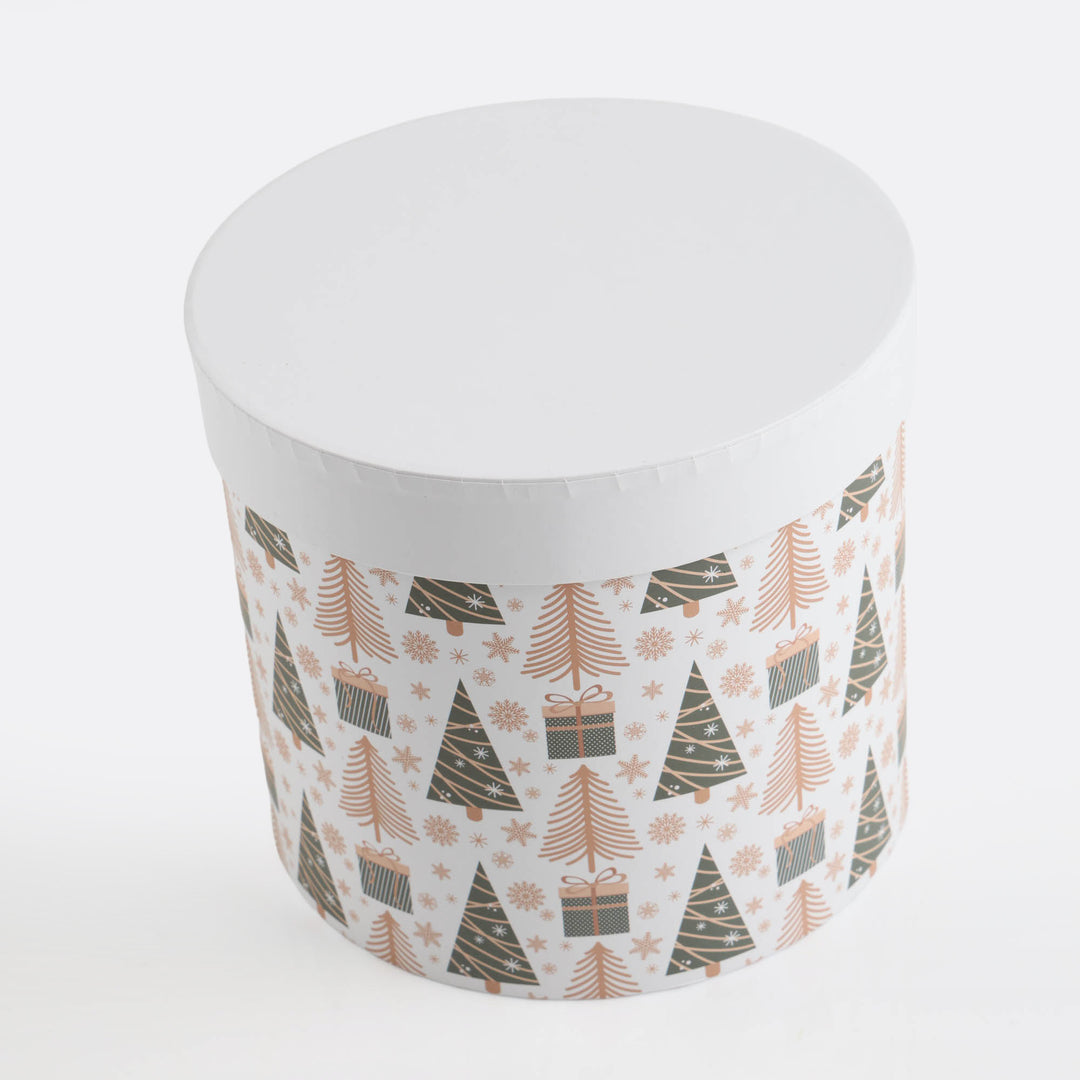 Christmas Tree Natural Round Gift Box