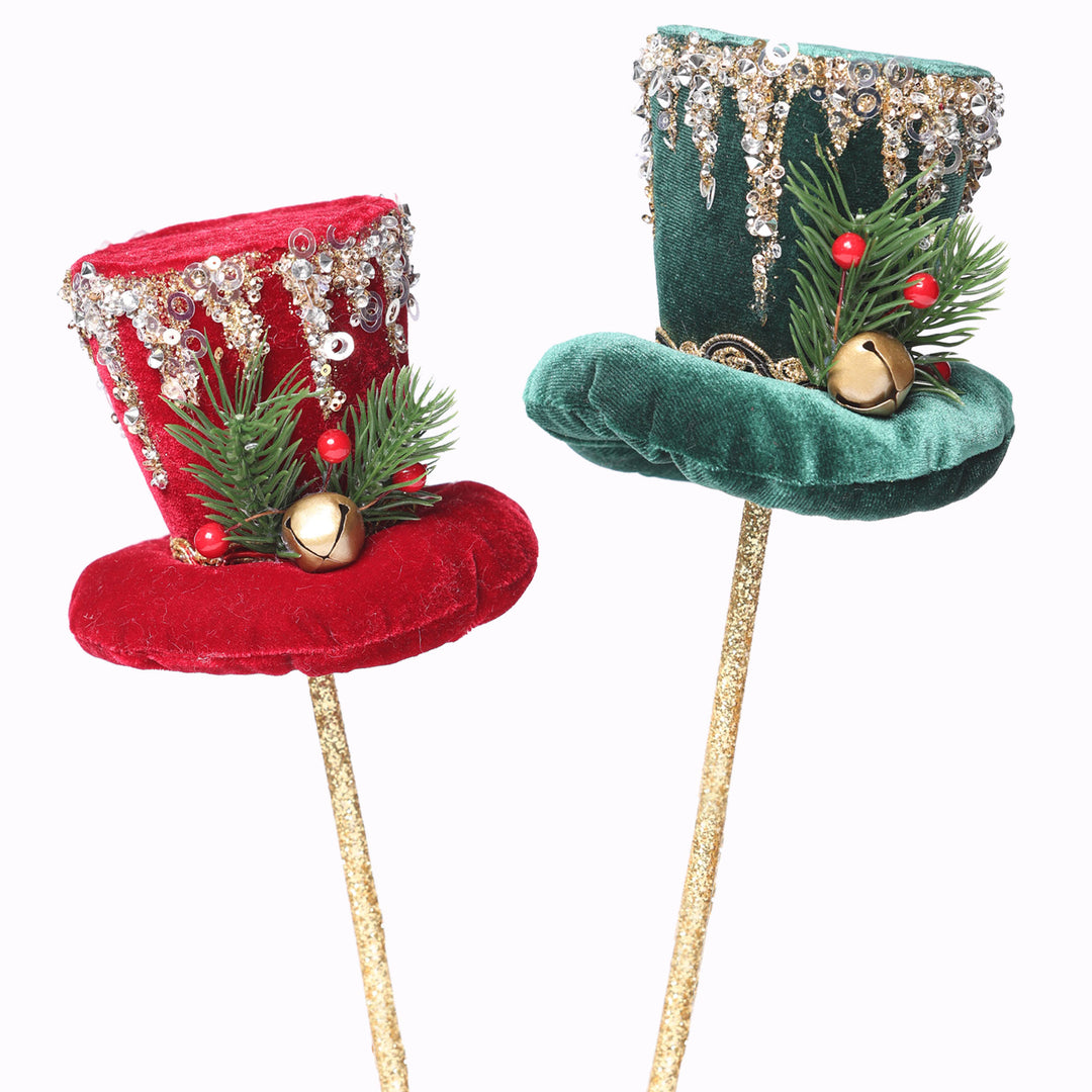 Emerald Green Christmas Velour Top Hat Pick