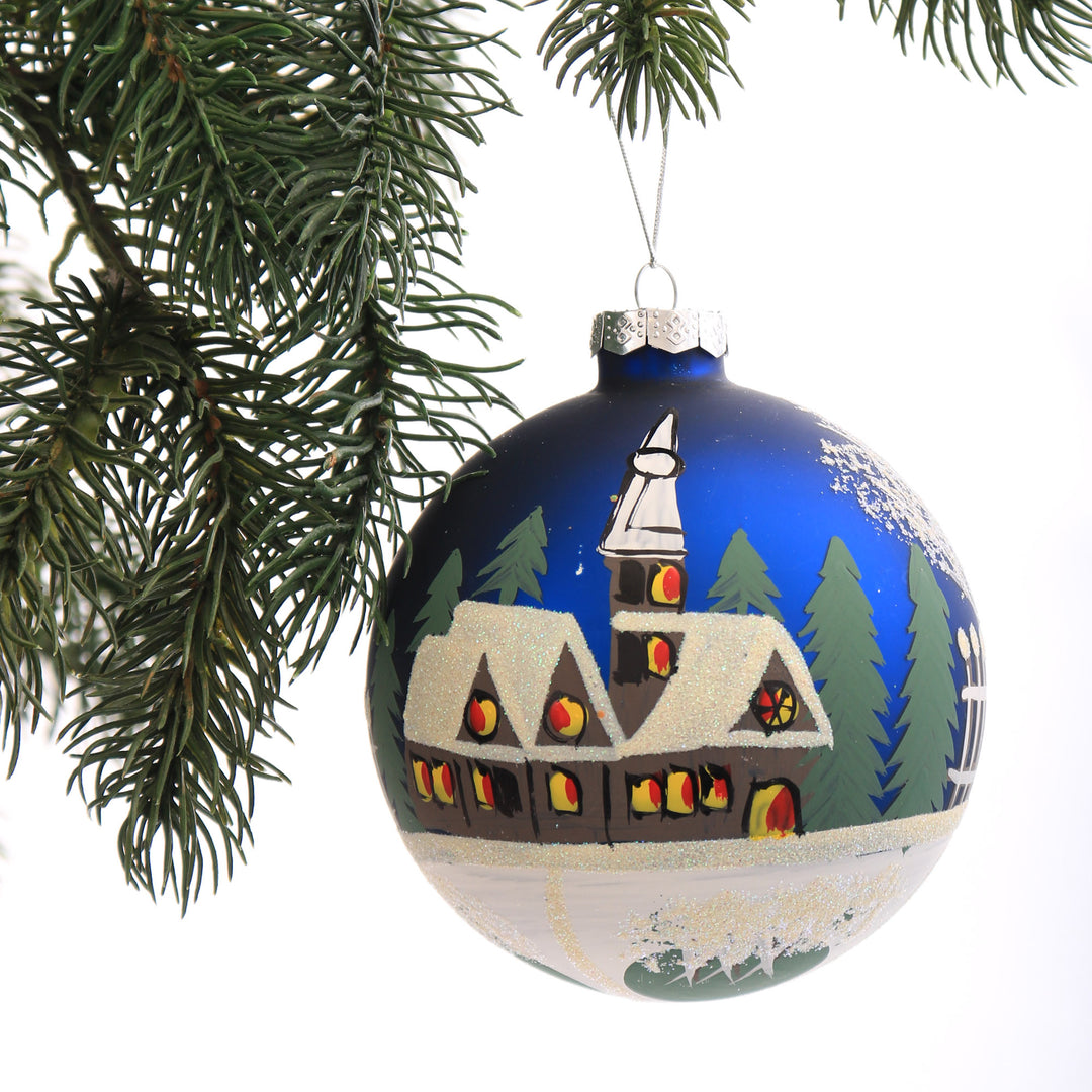 Blue Christmas Village Bauble