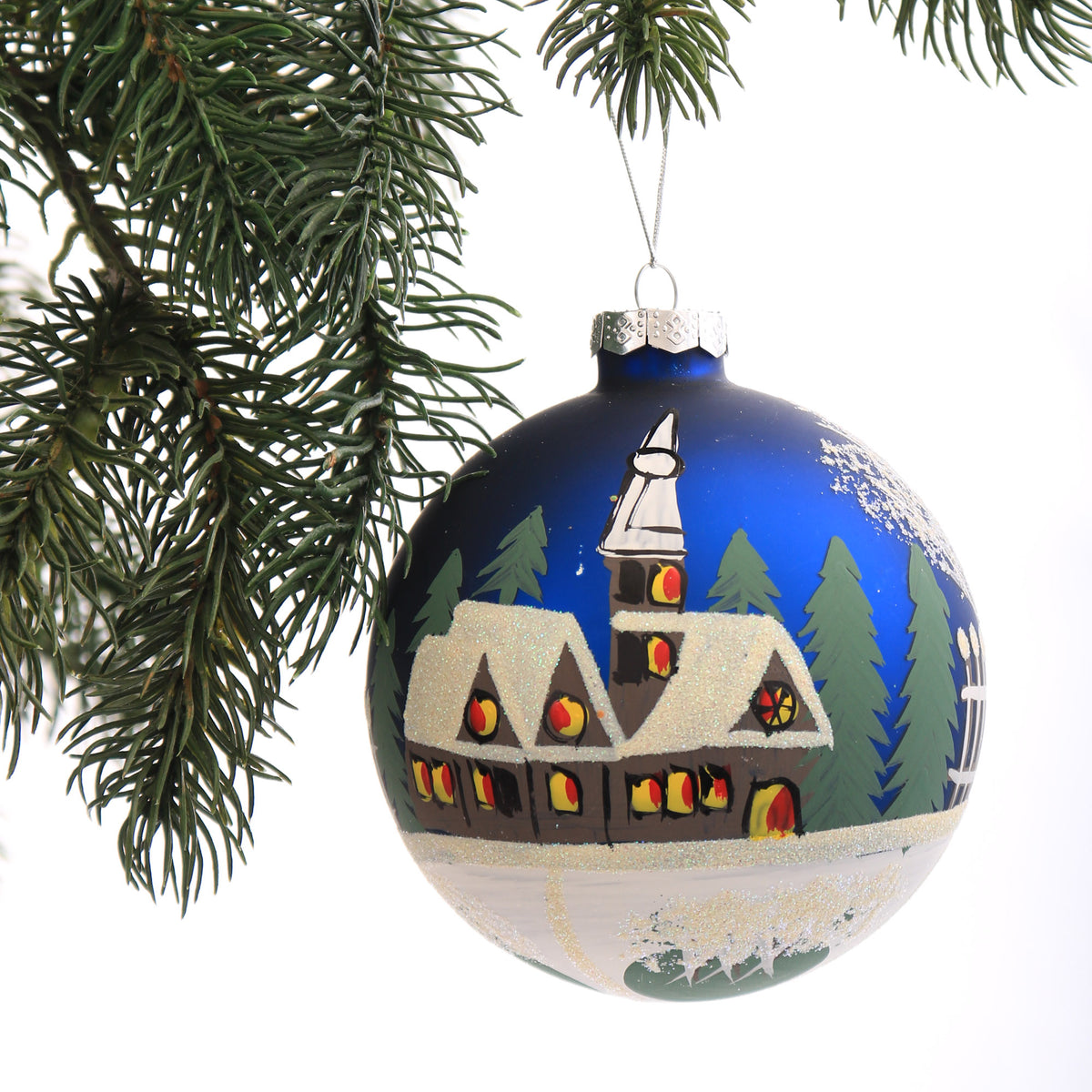 Blue Christmas Village Bauble