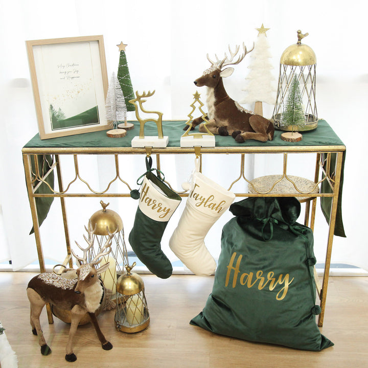 Deluxe Forest Green Velvet Lined Table Runner