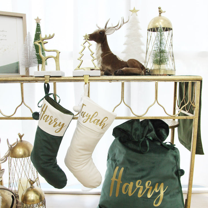 Personalised Ivory Velvet Christmas Stocking