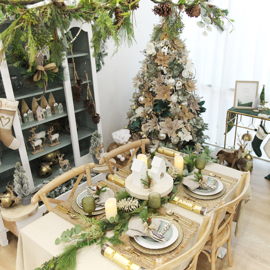 Natural Christmas Village Ornaments 15cm(H) - Set of 2