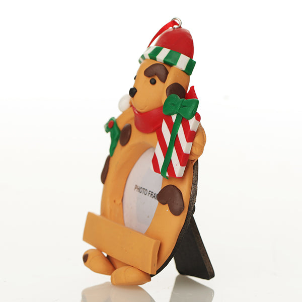  Personalised Christmas Dog Photo Frame Decoration Angle 