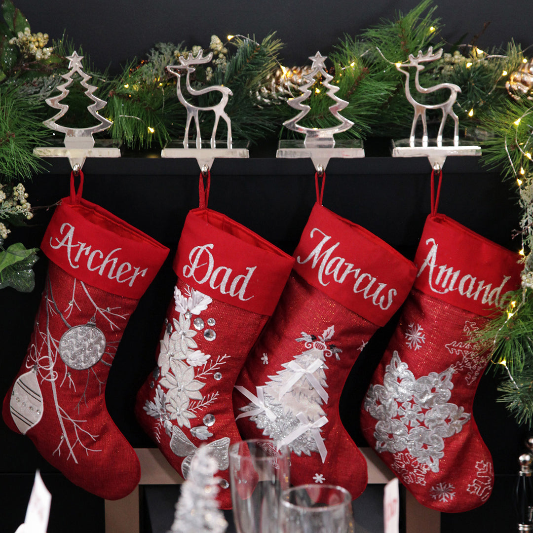 Hollow Chrome Reindeer Stocking Hanger