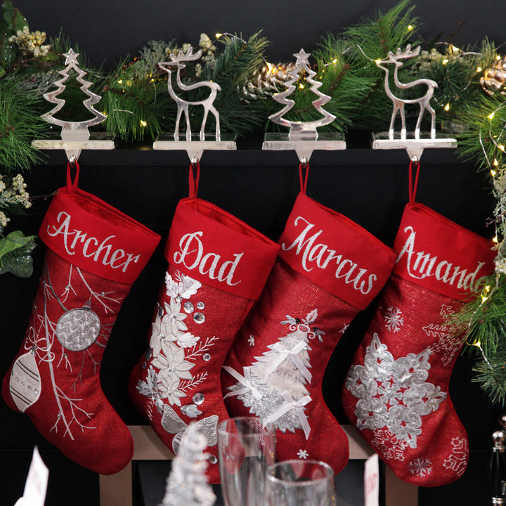 Hollow Chrome Reindeer Stocking Hanger