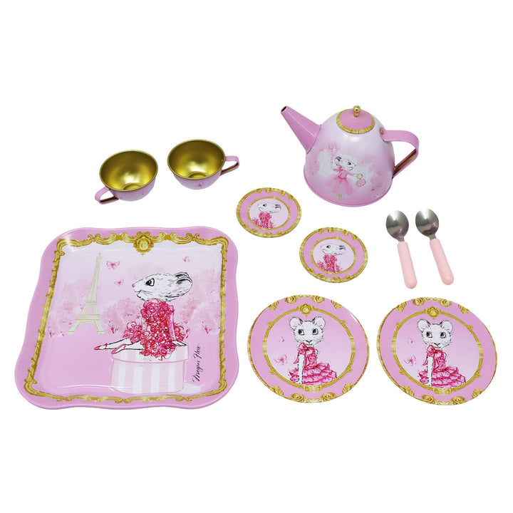 Claris the Chicest Mouse in Paris - Tea Set with Woven Basket - 11 Pcs