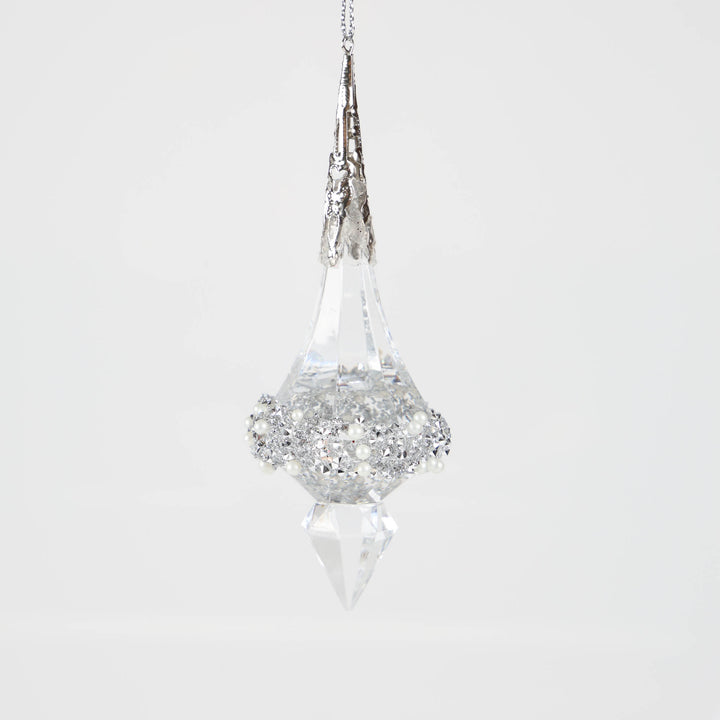 Clear Acrylic Drop Hanging Decoration - Set of 2 - 13cm