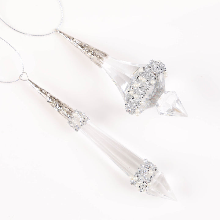 Clear Acrylic Drop Hanging Decoration - Set of 2 - 13cm