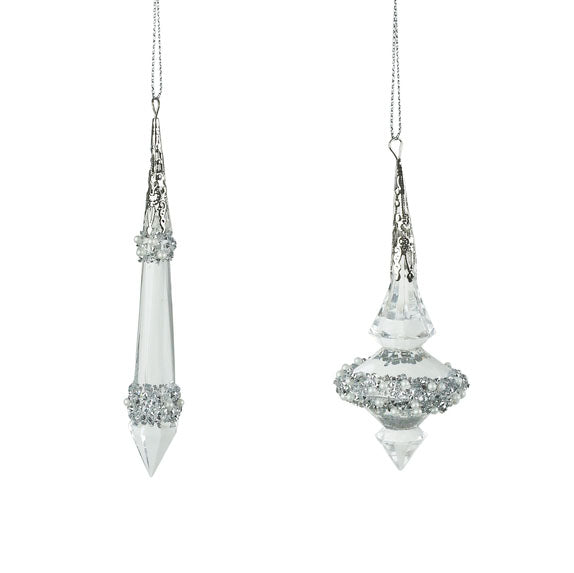 Clear Acrylic Drop Hanging Decoration - Set of 2 - 13cm