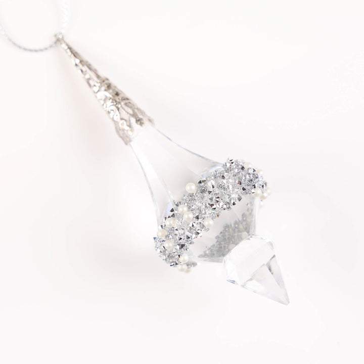 Clear Acrylic Drop Hanging Decoration - Set of 2 - 13cm
