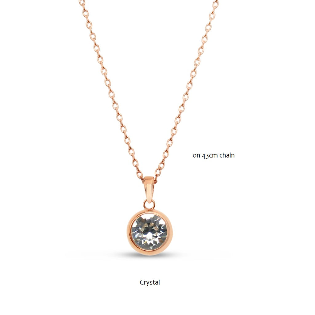 Clear Crystal Swarovski Stone in Rose Gold - Chain Necklace