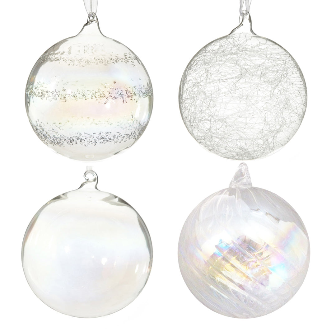 Clear Glass 10cm Bauble Collection - Set of 4