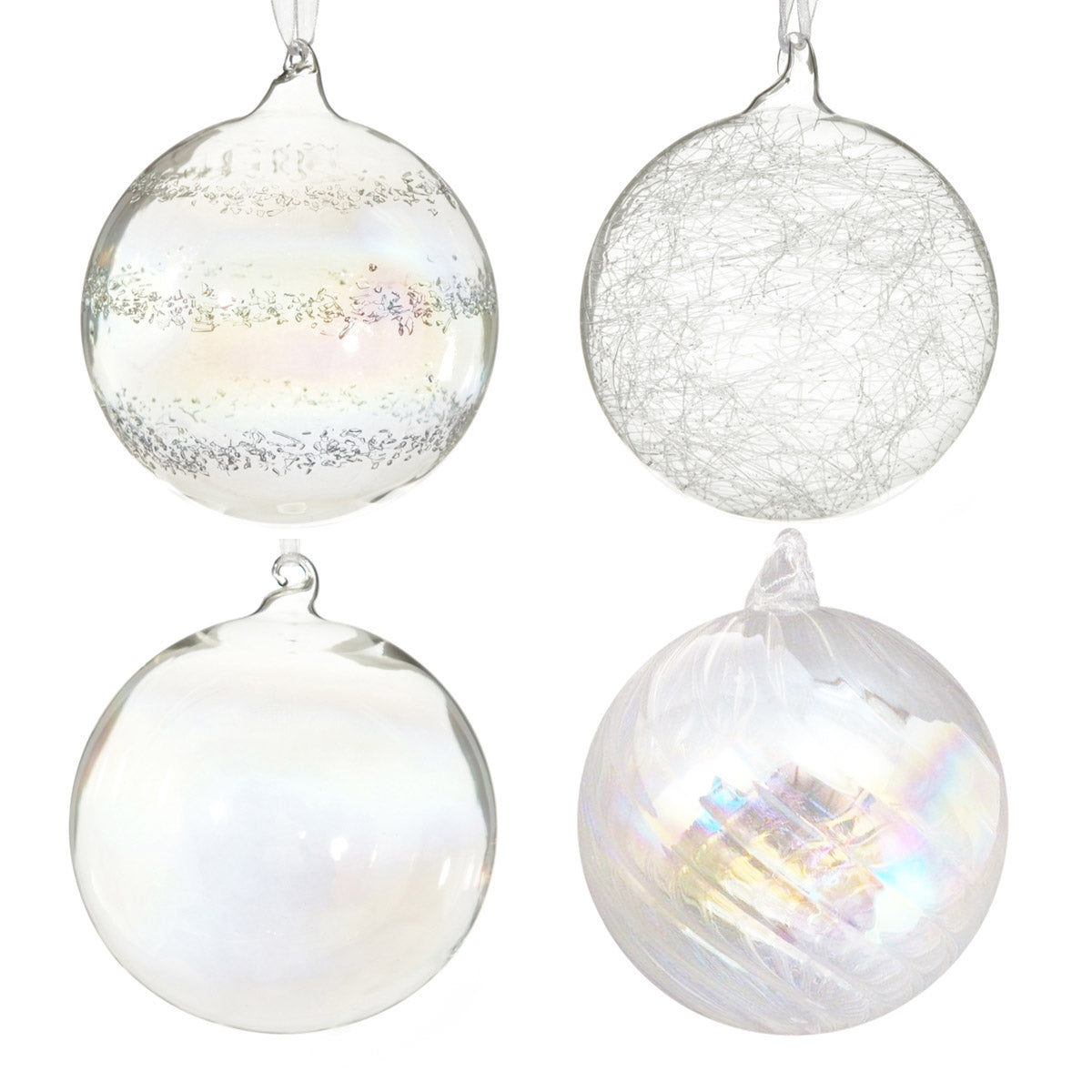 Clear Glass 10cm Bauble Collection - Set of 4