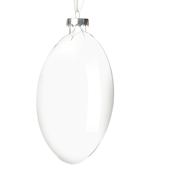 Clear Glass Craft Round Disc Bauble Decoration - Set of 4