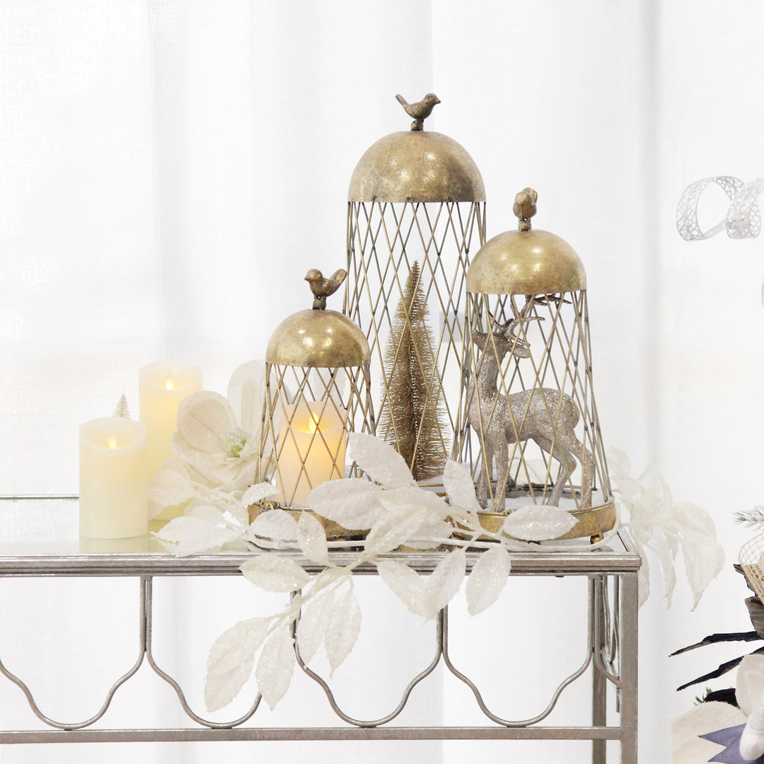 Ivory Leaf Christmas Garland with Sequins