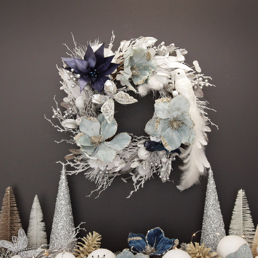 Silver and White Frost Christmas Wreath